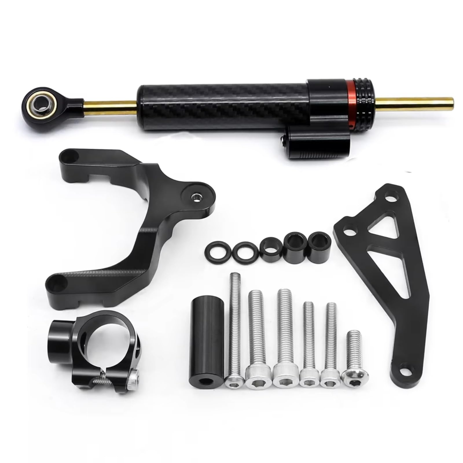 SBBLINWU Motorrad Lenkungsdämpfer Kompatibel Mit Suzuki Für GSR750 Für GSR 750 2011 2012 2013 2014 2015 Universal Motorräder Lenkungsdämpfer Stabilisator Montagehalterungssatz(Black) von SBBLINWU