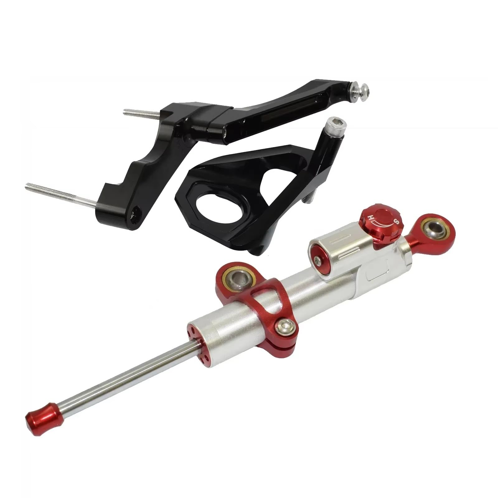 SBBLINWU Motorrad Lenkungsdämpfer Kompatibel Mit Suzuki Für GSXR 600 750 K1 K4 2001 2002 2003 2004 2005 Universal Motorrad Lenkungsdämpfer Stabilisator Einstellbare Unterstützung(Silver-Red) von SBBLINWU