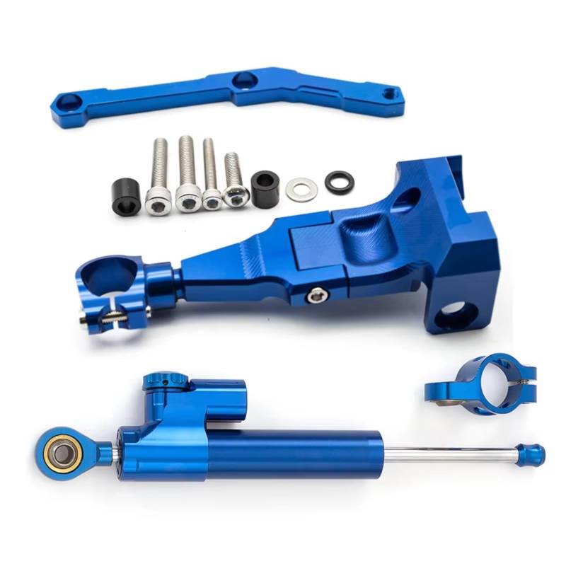 SBBLINWU Motorrad Lenkungsdämpfer Kompatibel Mit Yamaha Für MT-09 Für FZ09 2013–2020 Motorräder Stabilisieren Dämpfer Halterung Lenkungsdämpfer CNC Kit(Blue) von SBBLINWU