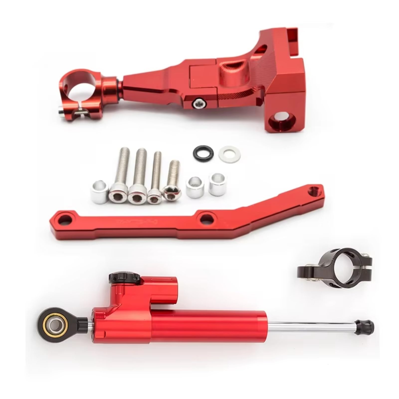 SBBLINWU Motorrad Lenkungsdämpfer Kompatibel Mit Yamaha Für MT-09 Für FZ09 2013–2020 Motorräder Stabilisieren Dämpfer Halterung Lenkungsdämpfer CNC Kit(Red) von SBBLINWU