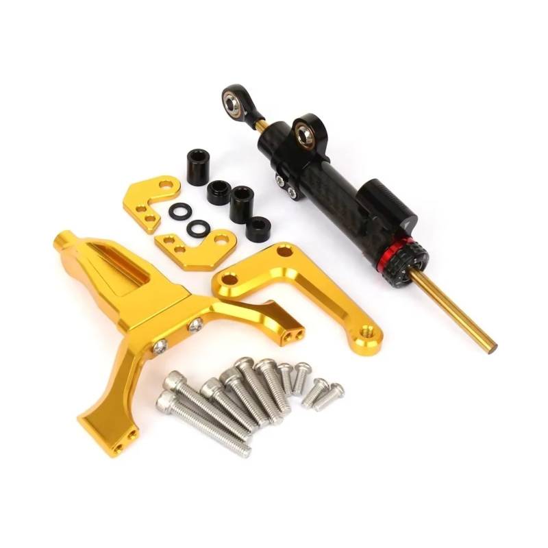 SBBLINWU Motorrad Lenkungsdämpfer Kompatibel Mit Yamaha Für MT-09 Für MT09 2024 2025 Motorrad Stabilisator Lenkungsdämpfer Montagehalterung Kit Dämpferzubehör(Black-Yellow) von SBBLINWU