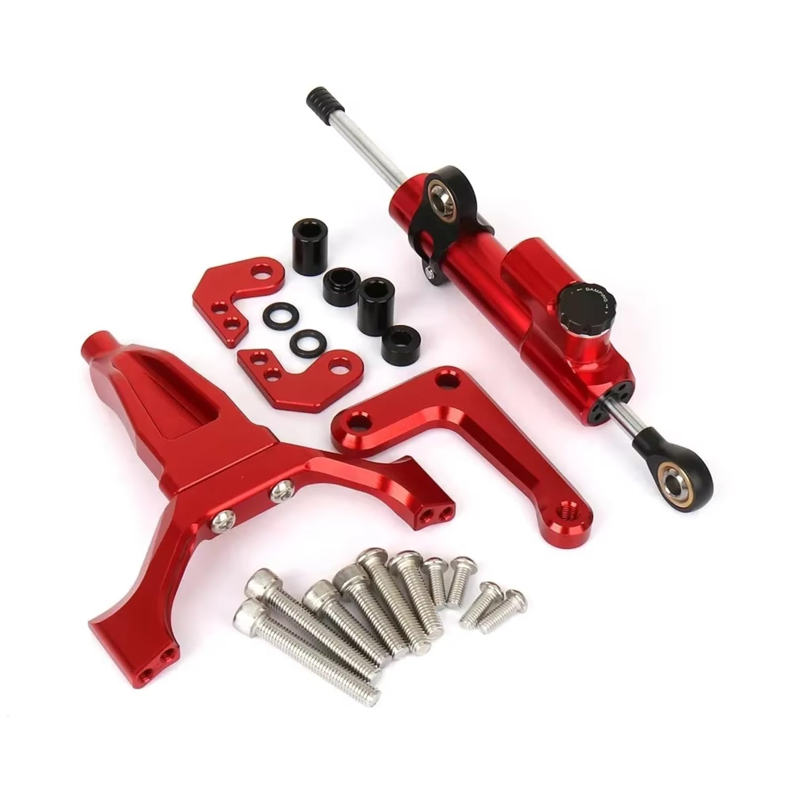 SBBLINWU Motorrad Lenkungsdämpfer Kompatibel Mit Yamaha Für MT-09 Für MT09 2024 2025 Motorrad Stabilisator Lenkungsdämpfer Montagehalterung Kit Linearer Dämpfer(Red) von SBBLINWU