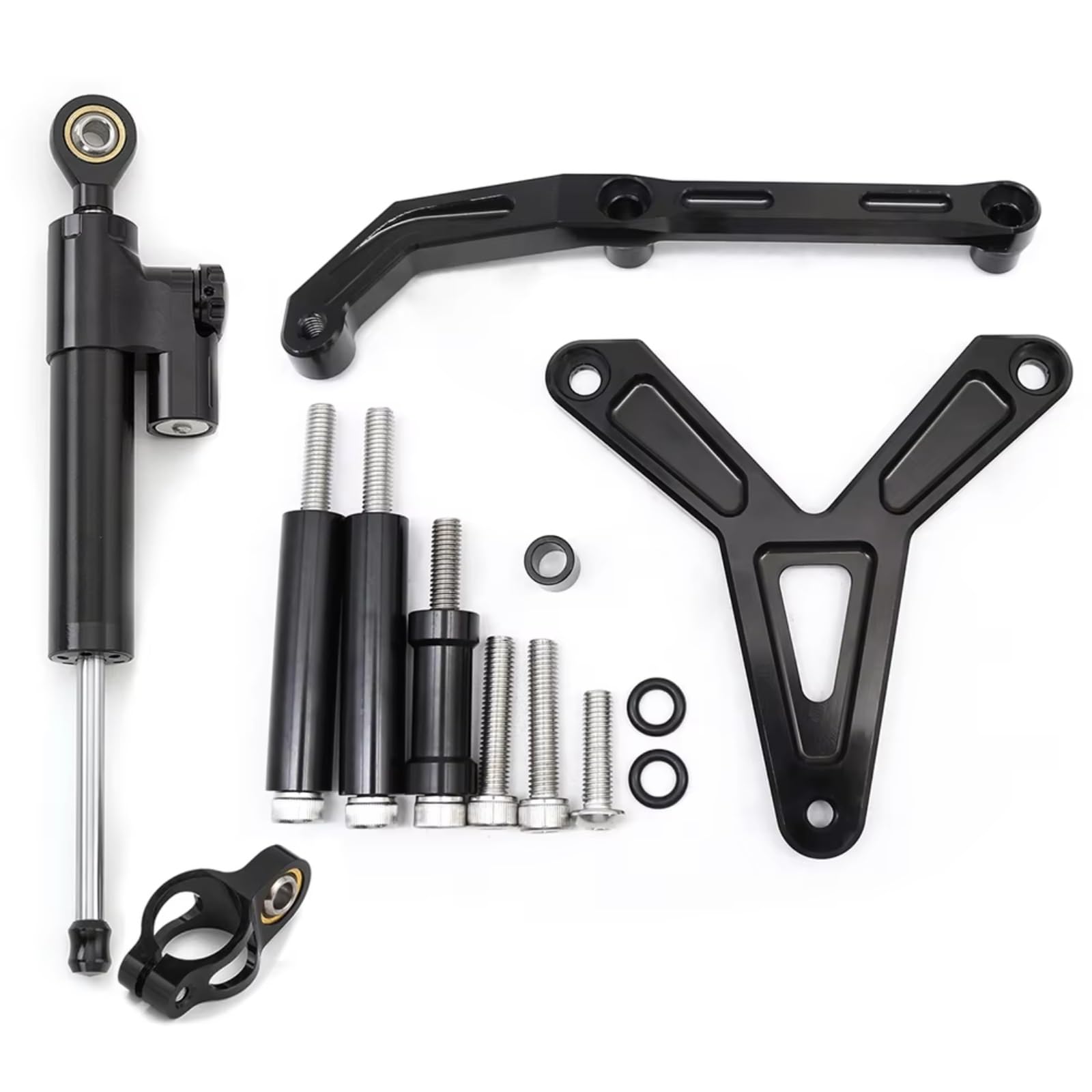 SBBLINWU Motorrad Lenkungsdämpfer Kompatibel Mit Yamaha Für MT-09 Für Tracer 900 9 GT 9GT 2021 2022 2023 Motorrad Stabilisator Lenkungsdämpfer Halterungssatz Unterstützung Universal(Black) von SBBLINWU