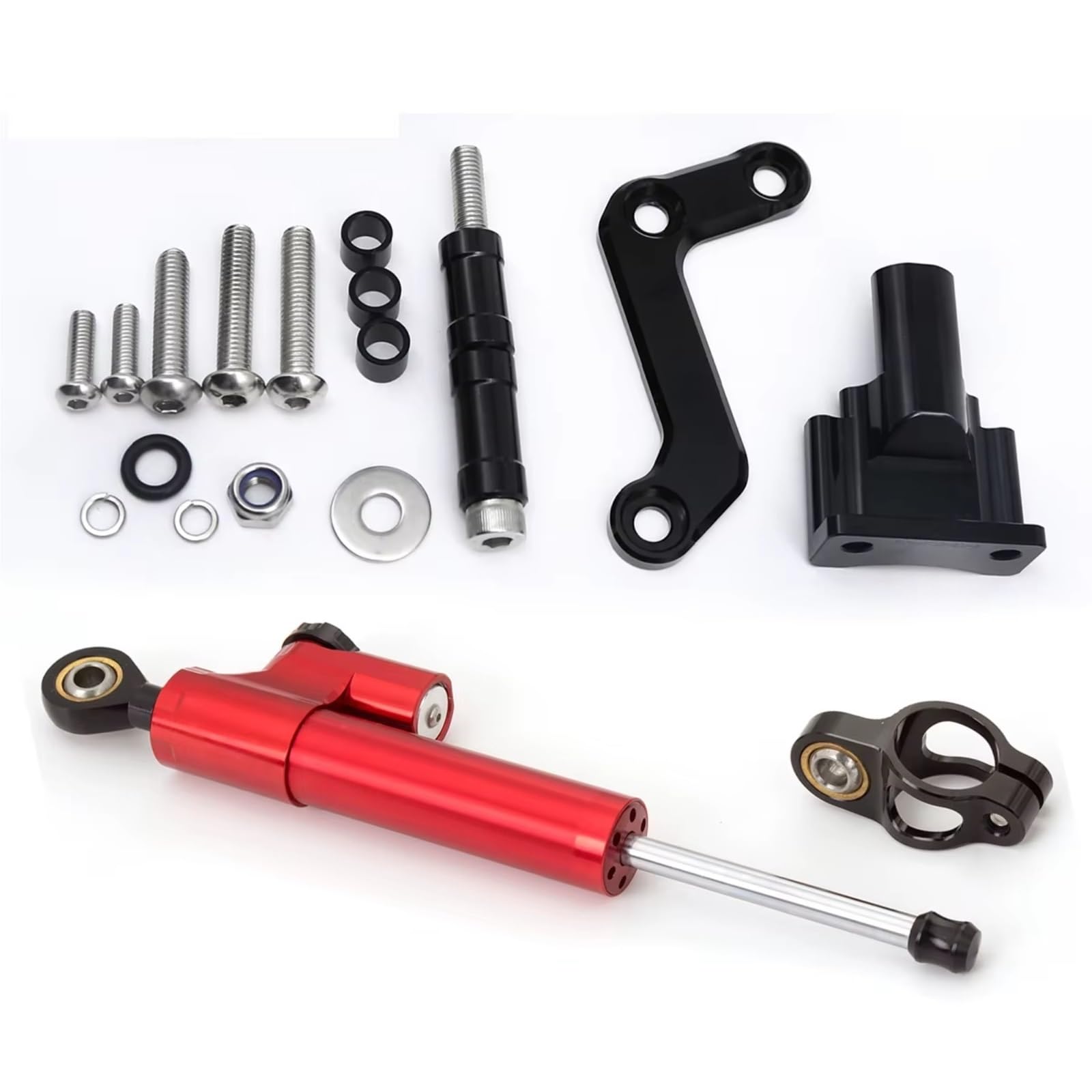 SBBLINWU Motorrad Lenkungsdämpfer Kompatibel Mit Yamaha Für MT03 Für MT-03 2020 2021 2022 2023 Motorrad Lenkungsdämpfer Stabilisieren Halterungsmontage Lenkungsdämpfer Kit(Red) von SBBLINWU