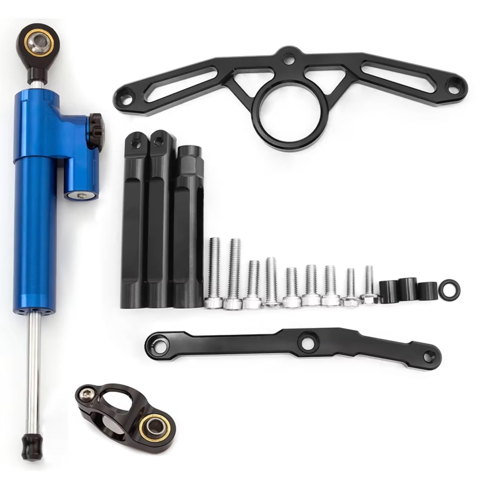 SBBLINWU Motorrad Lenkungsdämpfer Kompatibel Mit Yamaha Für MT09 Für FZ09 2021–2023 Motorrad Lenkungsdämpfer Stabilisator Halterung Montage Unterstützungssatz Aluminium(Blue) von SBBLINWU