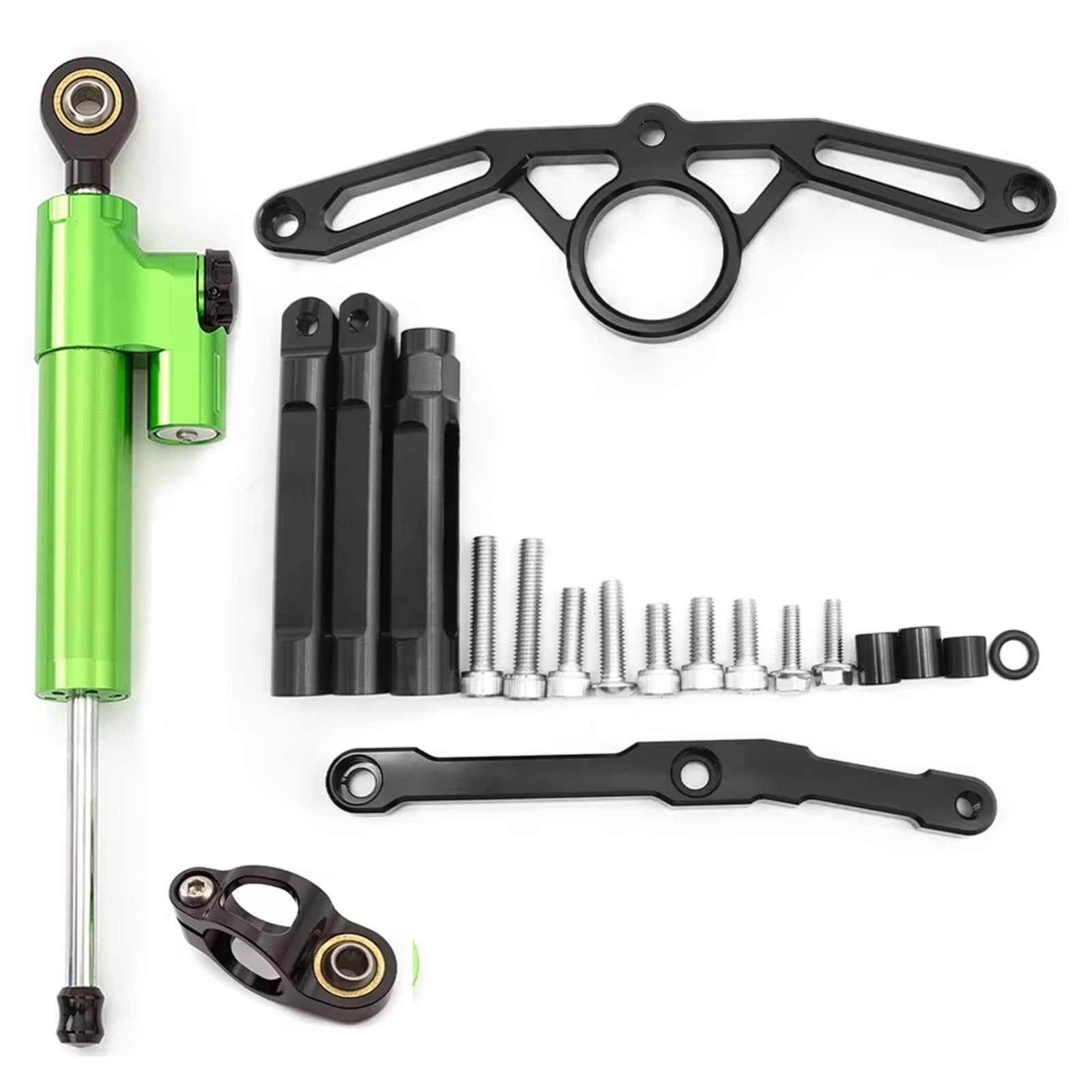 SBBLINWU Motorrad Lenkungsdämpfer Kompatibel Mit Yamaha Für MT09 Für FZ09 2021–2023 Motorrad Lenkungsdämpfer Stabilisator Halterung Montage Unterstützungssatz Aluminium(Green) von SBBLINWU