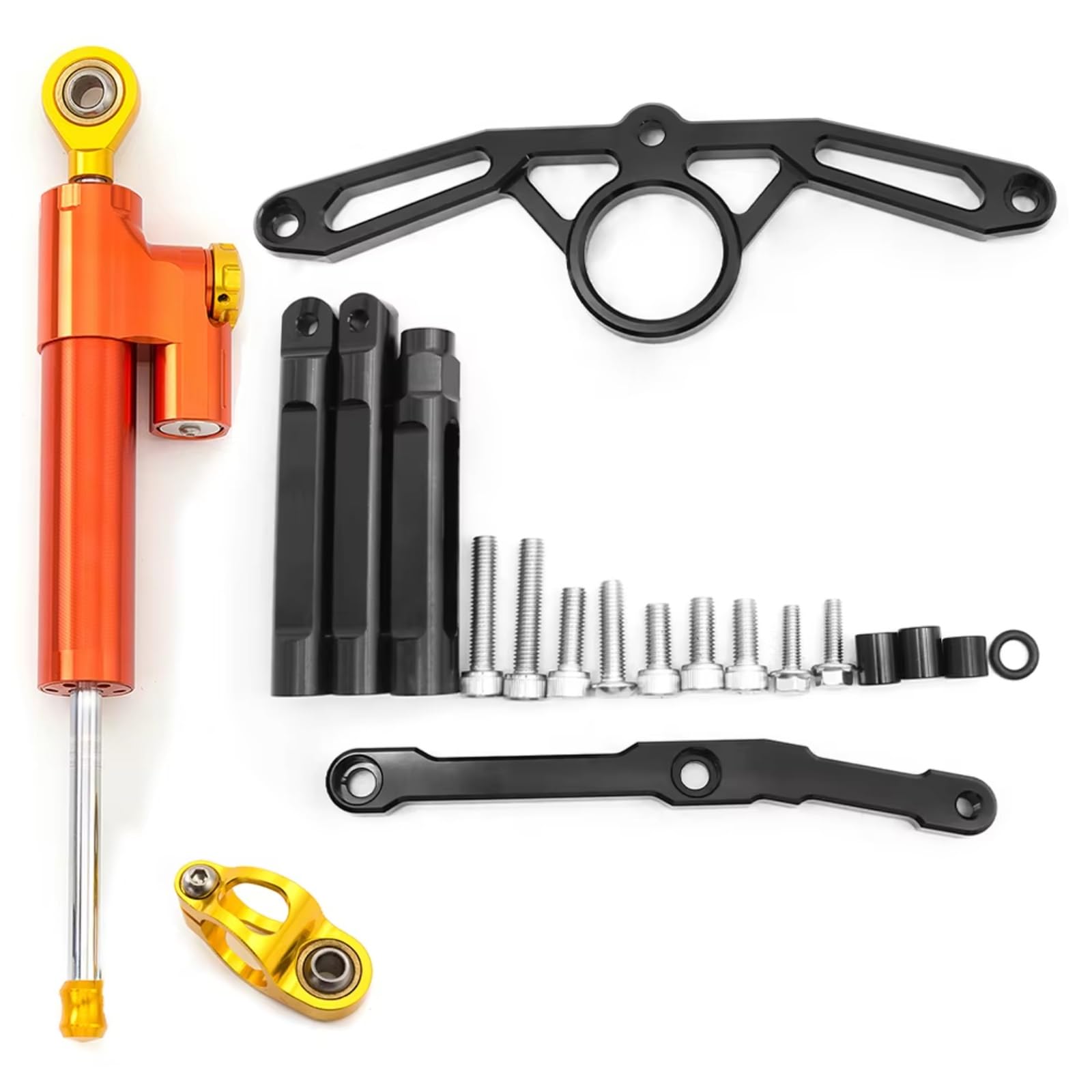 SBBLINWU Motorrad Lenkungsdämpfer Kompatibel Mit Yamaha Für MT09 Für FZ09 2021–2023 Motorrad Lenkungsdämpfer Stabilisator Halterung Montage Unterstützungssatz Aluminium(Orange) von SBBLINWU