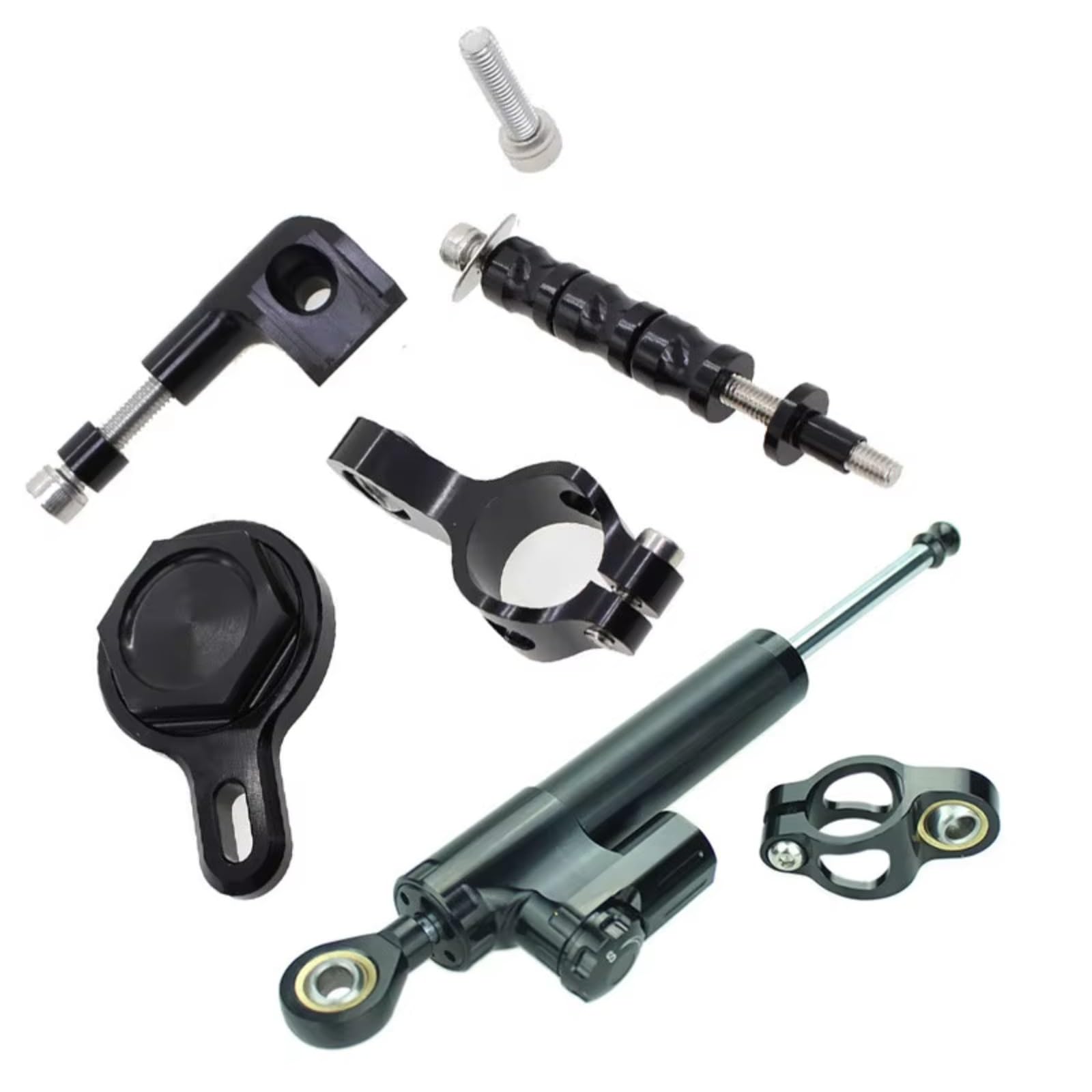 SBBLINWU Motorrad Lenkungsdämpfer Kompatibel Mit Yamaha Für YZF R1 1998–2001 1998 1999 2000 2001 Motorrad Lenkungsdämpfer Stabilisieren Lineare Halterung Stoßdämpfer Set(Black) von SBBLINWU