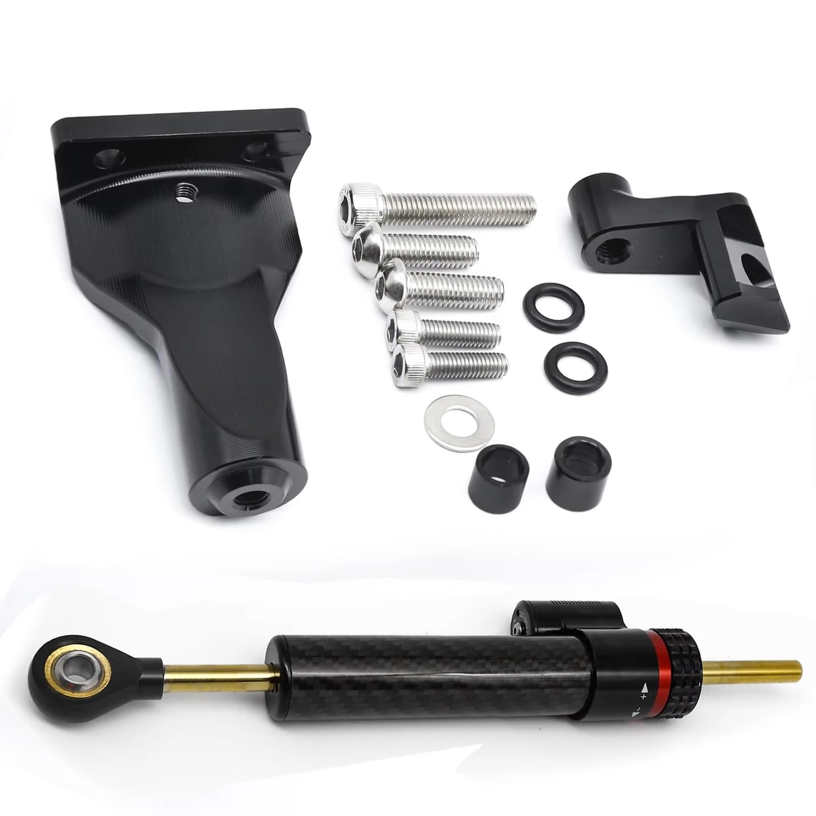 SBBLINWU Motorrad Lenkungsdämpfer Kompatibel Mit Yamaha Für YZF R25 2021–2023 2023 2022 2021 Motorrad Verstellbare Lenkungsdämpfer Montage Stabilisierende Dämpfer Kits(Black) von SBBLINWU