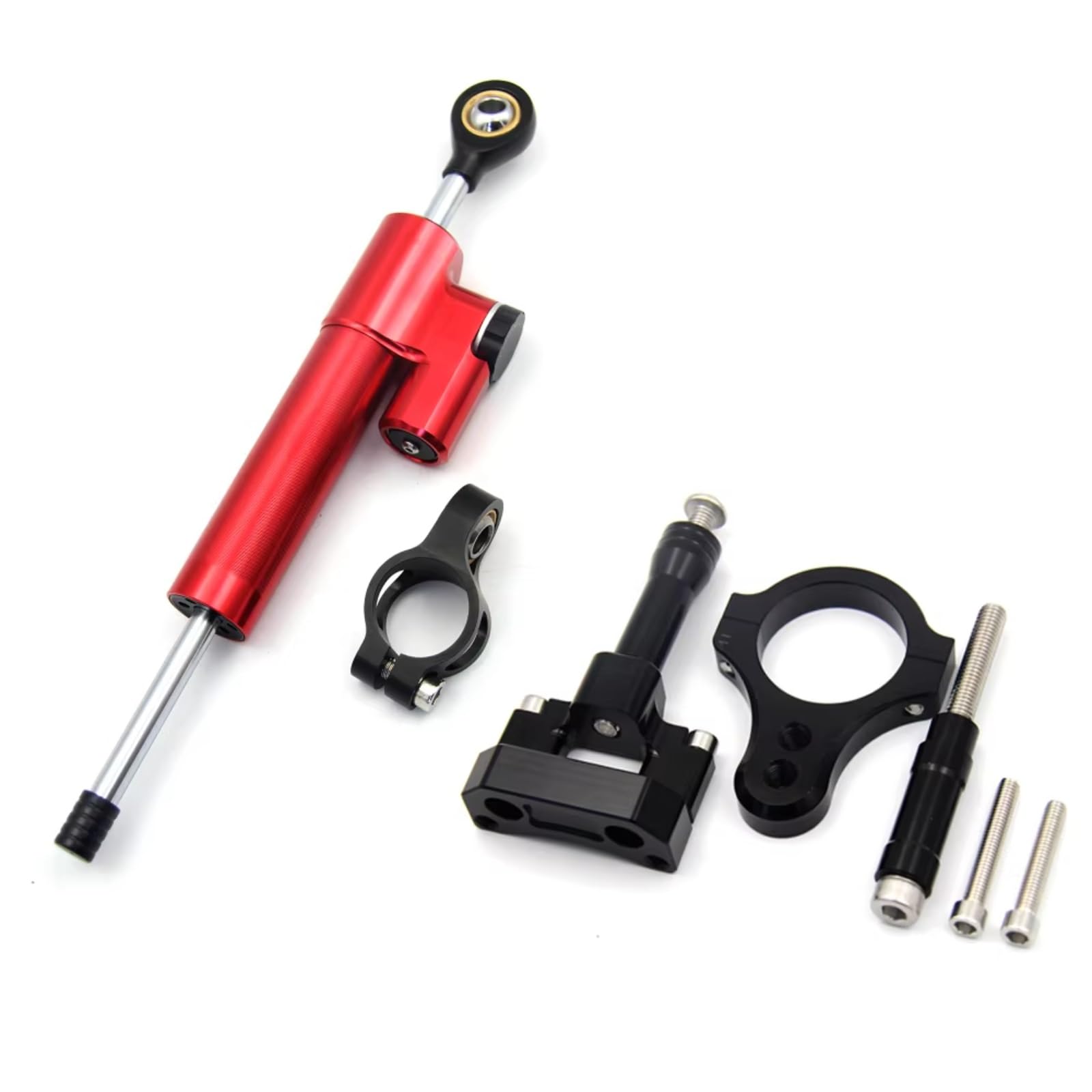 SBBLINWU Motorrad Lenkungsdämpfer Kompatibel Mit Yamaha Für YZF-R3 Für R25 Für MT03 Für MT25 2015 2016 2017 Motorrad Stabilisator Lenkungsdämpfer Set Montagehalterung(Red) von SBBLINWU