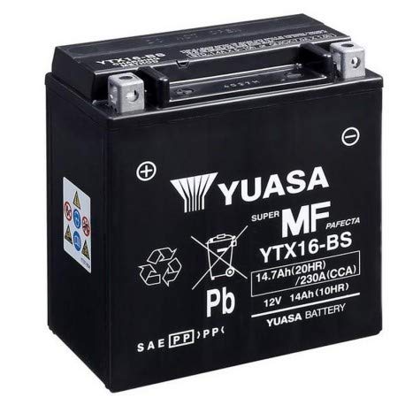 Batterie YUASA 14Ah YTX16-BS für Motorrad, 12 V, 14 Ah von SBC