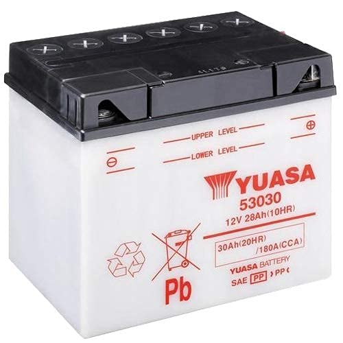 Yuasa 53030 (Y60-N30L-A) Dry Motorradbatterie trocken geliefert 12V 30Ah Maße 187x130x170mm passend für MOTO GUZZI V35 II 350 1981-1986 von SBC