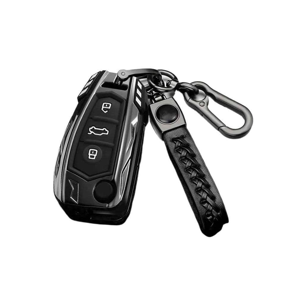 Autoschlüssel Hülle Für Audi A1 A3 A6 C5 C6 Q3 Q2 Q7 TT TTS R8 S3 S6 RS3 RS6 A4 Zinklegierung Silikon Autoschlüssel Hülle Cover Schlüsselanhänger Zubehör Autoschlüssel Schutzhülle(Grey keychain) von SBTRKT