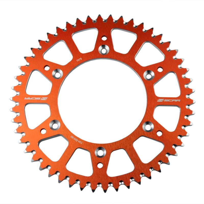 SCAR Aluminium Kettenrad kompatibel mit KTM SX/SXF/EXC/EXCF 125 150 250 300 350 450 500 93-23, Orange - 48 Zähne von SCAR