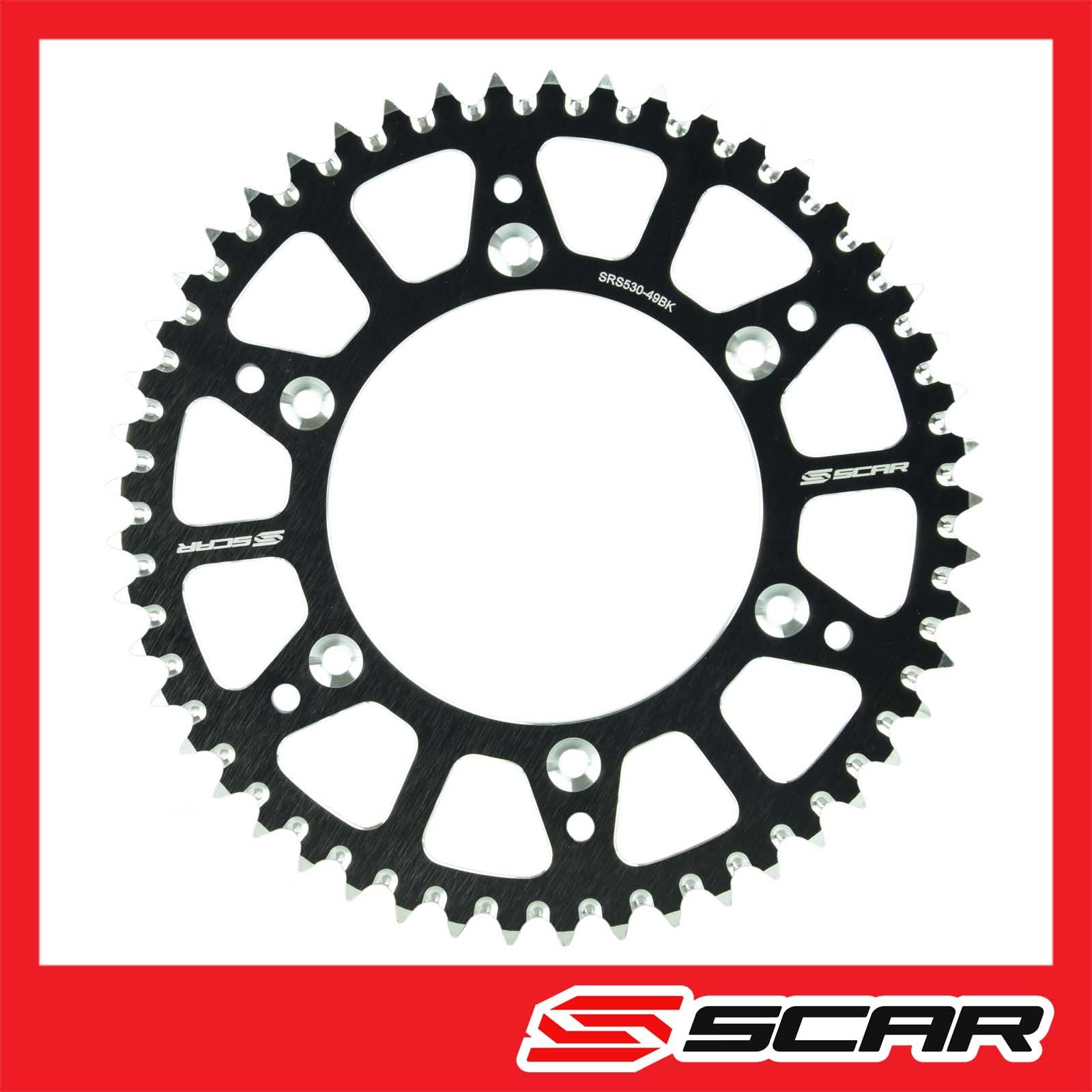 SCAR Aluminium Kettenrad kompatibel mit HONDA CR CRF 125 150F 230F 250 250F 250R 250RX 450R 250X 450X 450RX 450L 450RL 87-21, Schwarz - 49 Zähne von SCAR