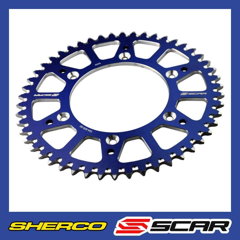 SCAR Aluminium Kettenrad kompatibel mit SHERCO SER SEFR 125 250 300 450 12-22, Blau - 50 Zähne von SCAR