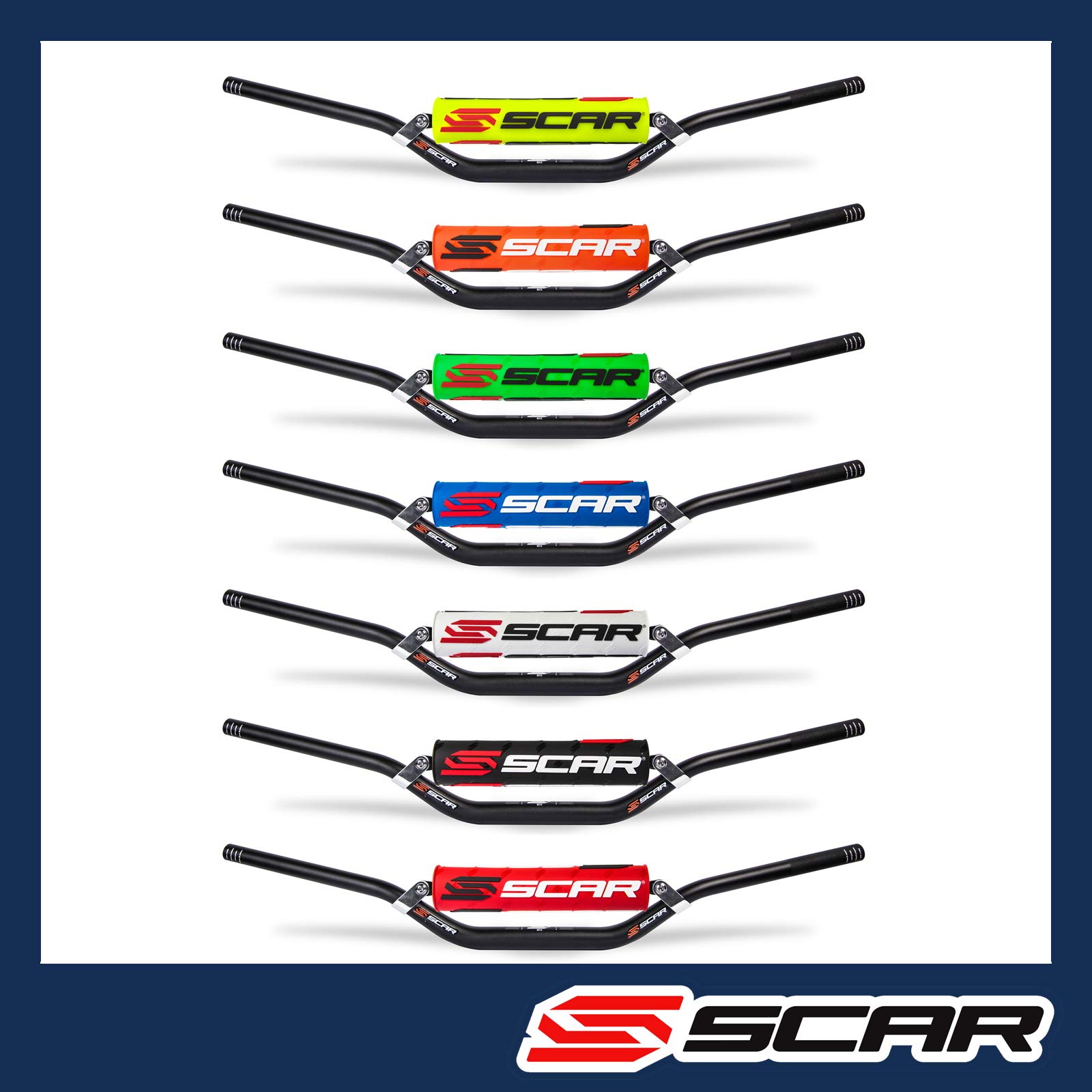 SCAR Lenker 22mm Motocross - mittel - Alu Street Roadster Hornet CB Bandit GSR Z750 - Lenkerpolster gelb fluo von SCAR