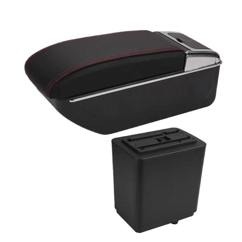 Für Citroen Für Berlingo Armlehne Nachrüstteile Auto Armlehne Aufbewahrungsbox Auto Innenausstattung USB Aufladung Auto Armlehnenbox(D1 Schwarz Rot Kein USB) von SCARXUSV