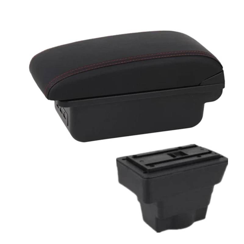 Für Opel Für Astra J 2009 2010-2019 2020 Armlehnenbox Auto Mittelarmlehne Aufbewahrungsbox Modifikationszubehör Auto Armlehnenbox(B1 rote Linie 3USB) von SCARXUSV