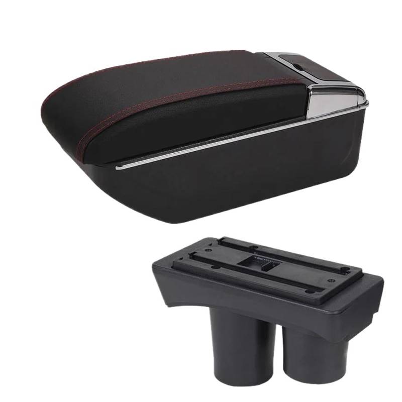 Für Peugeot 301 2014 2015 2016 Auto Armlehnenbox Nachrüstteile Innenraum Aufbewahrungsbox Auto Armlehnenbox(D1 Schwarz Rot Kein USB) von SCARXUSV