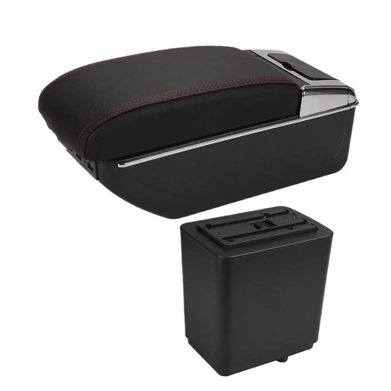 Für Peugeot Für Partner Tepee 2010-2020 Armlehne Nachrüstteile Autoarmlehne Aufbewahrungsbox Autoinnenausstattung Mit USB Auto Armlehnenbox(B1 Schwarz rot 7USB) von SCARXUSV