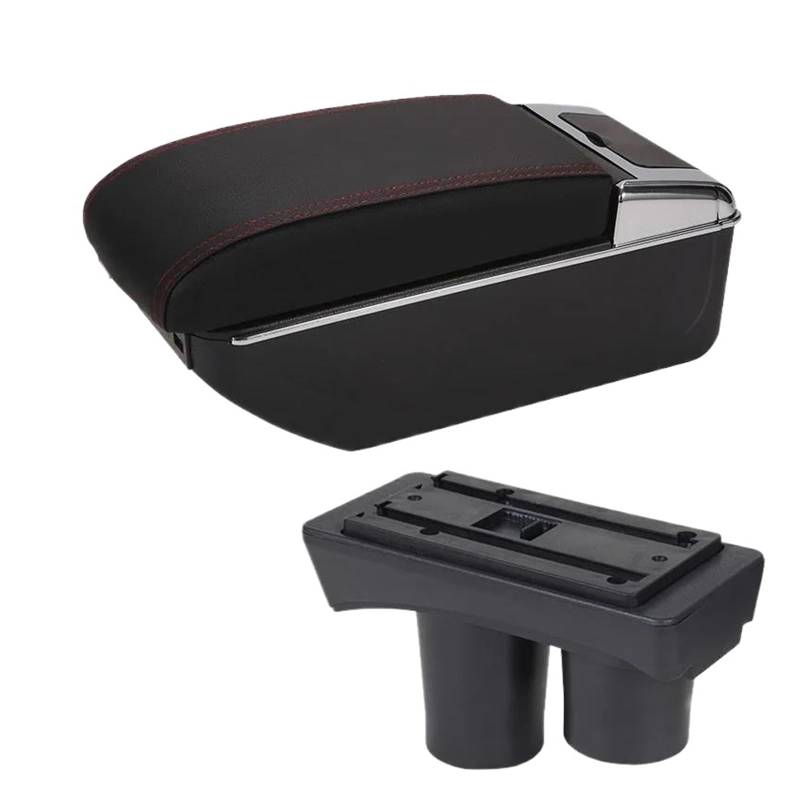 Für Suzuki Für Ignis 2010 2011 2012-2018 2019 2020 Auto Armlehnenbox Nachrüstteile Aufbewahrungsbox Innenausstattung Auto Armlehnenbox(B1 Schwarz rot 7USB) von SCARXUSV