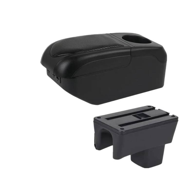 Für Suzuki Für Swift 2005-2024 Auto Armlehnenbox Autozubehör Innendetails Aufbewahrungsbox Nachrüstteile Auto Armlehnenbox(S1 schwarz-schwarz 6USB) von SCARXUSV