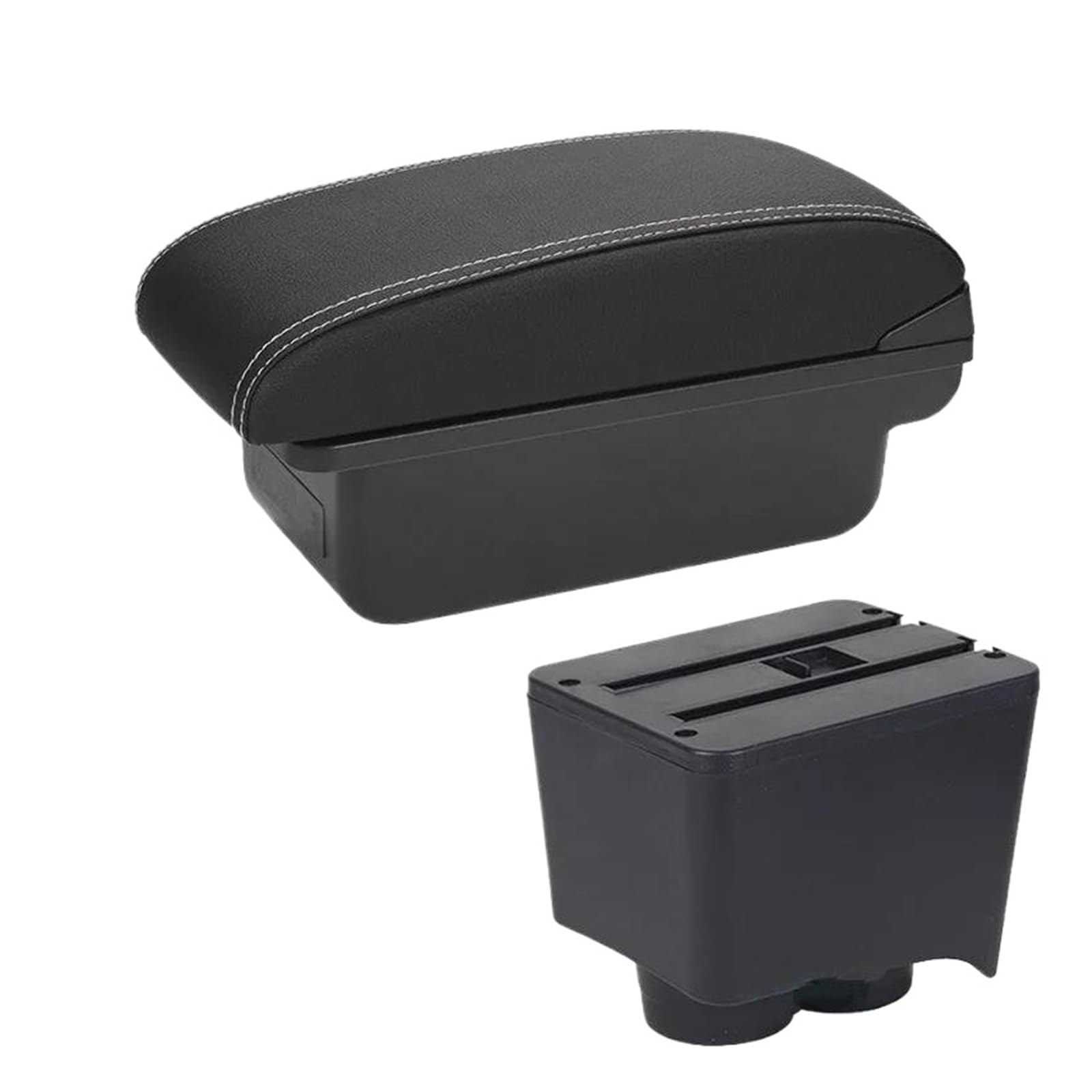 Für VW Für Polo 9N 3 2002 2003-2007 2008 2009 Auto Armlehnenbox Nachrüstteile Aufbewahrungsbox Auto Innenausstattung USB Auto Armlehnenbox(C3 schwarz weiß NOUSB) von SCARXUSV