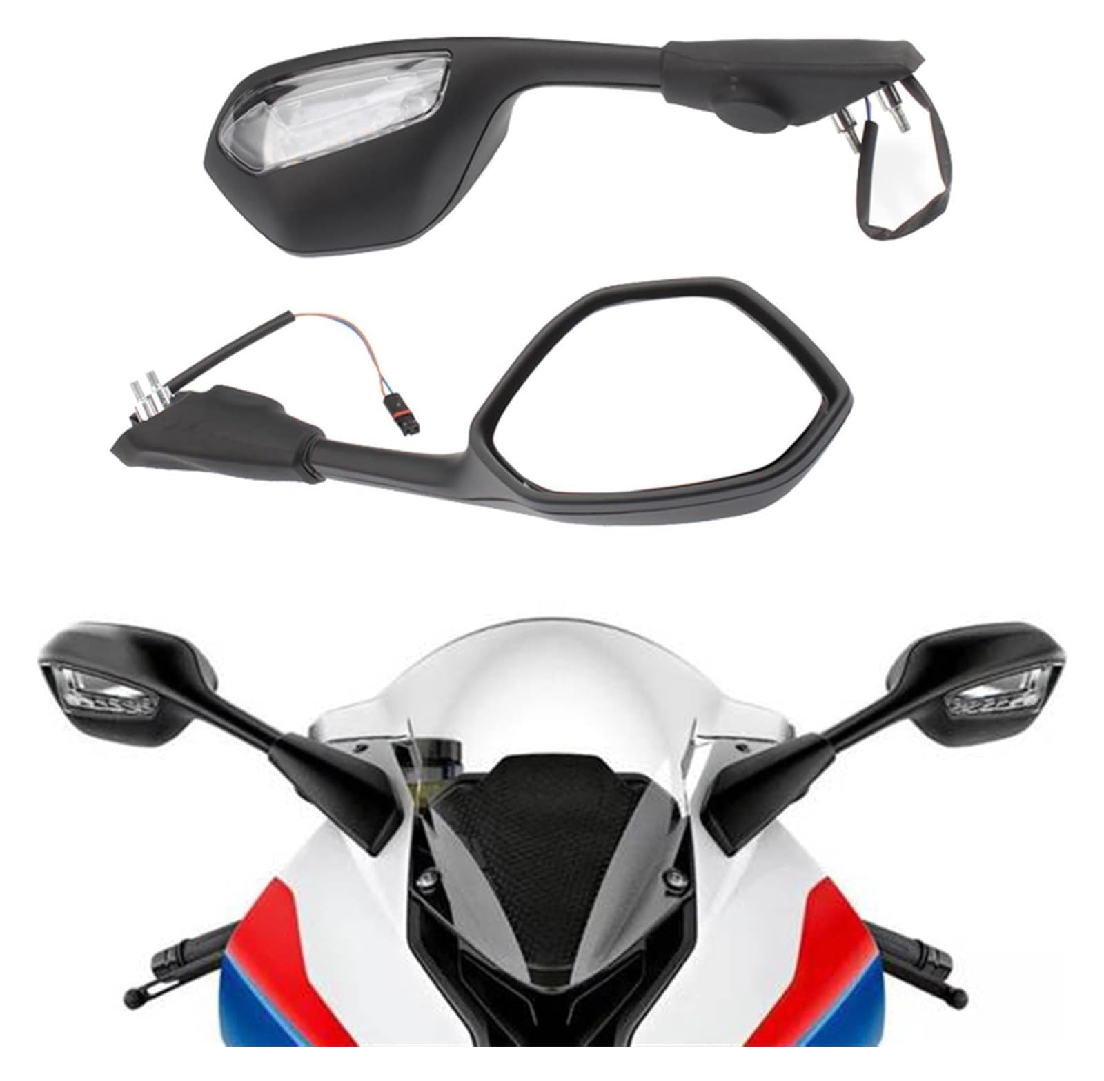 Motorrad Seitenspiegel Für BM&W S1000RR 2019 2020 2021 Dekoration Motorrad Links Rechts Rückspiegel LED Blinker von SCBSTKBGGW