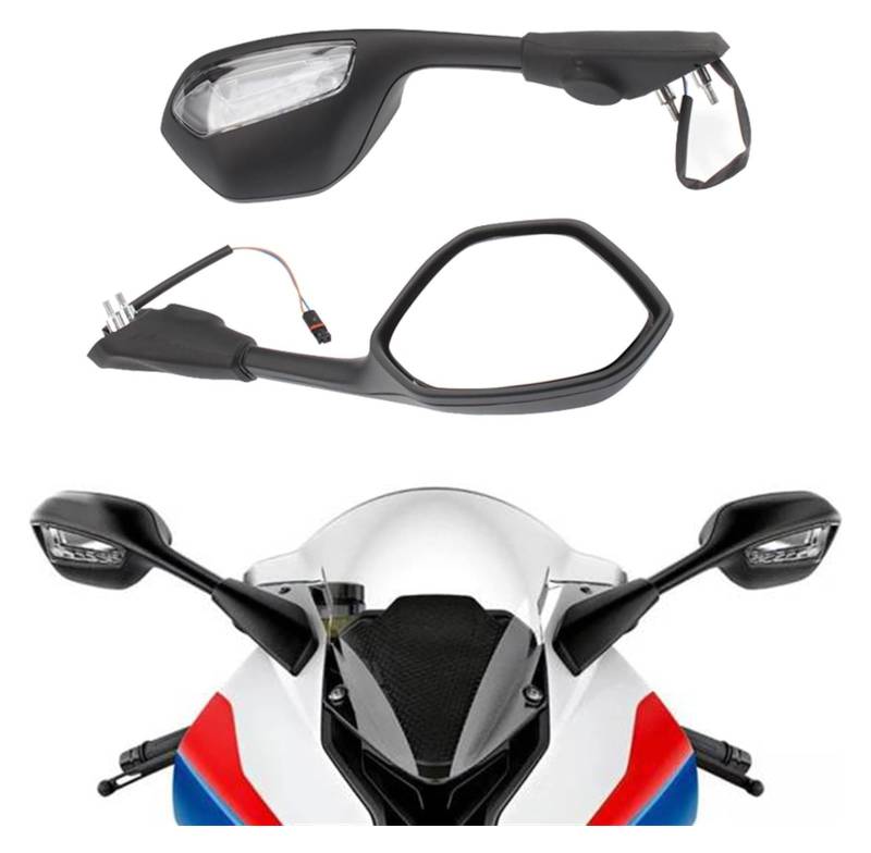 Motorrad Seitenspiegel Für BM&W S1000RR 2019 2020 2021 Dekoration Motorrad Links Rechts Rückspiegel LED Blinker von SCBSTKBGGW