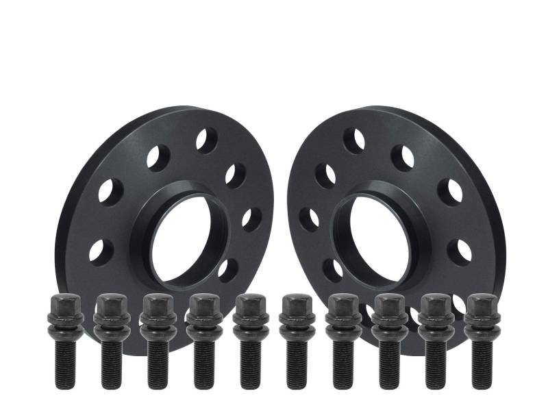 SCC Fahrzeugtechnik Distanzscheiben Set 30mm (2x15mm) schwarz eloxiert mit Radschrauben M14x1,5 Kugel R13 43mm für Audi/Seat/Skoda/VW von SCC Fahrzeugtechnik