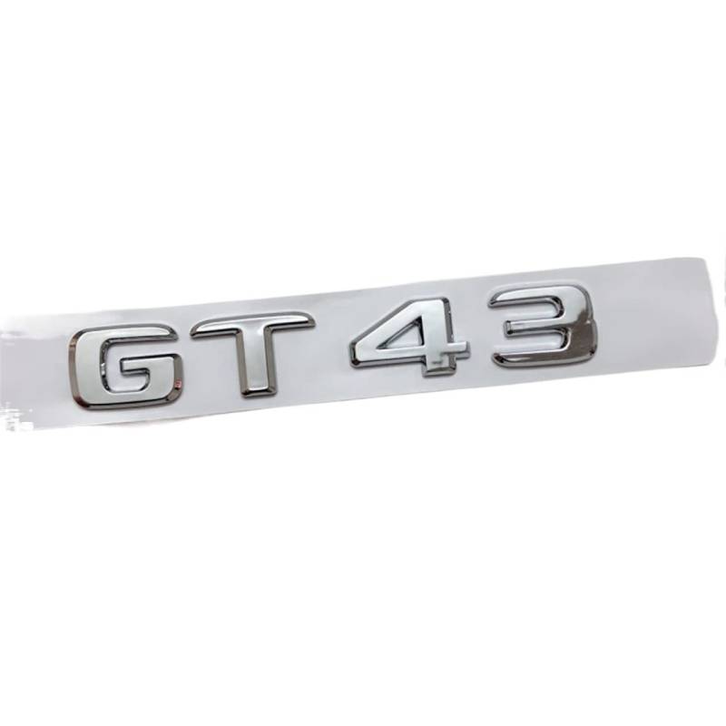 SCHAAN 3D ABS Heckkoffer Aufkleber Emblem Abzeichen Aufkleber passend for Mercedes AMG GT RSC GTR GTS GT50 GT43 GT53 GT63S W190 W251 Autozubehör Autoaufkleber (Color : GT43 Silver) von SCHAAN