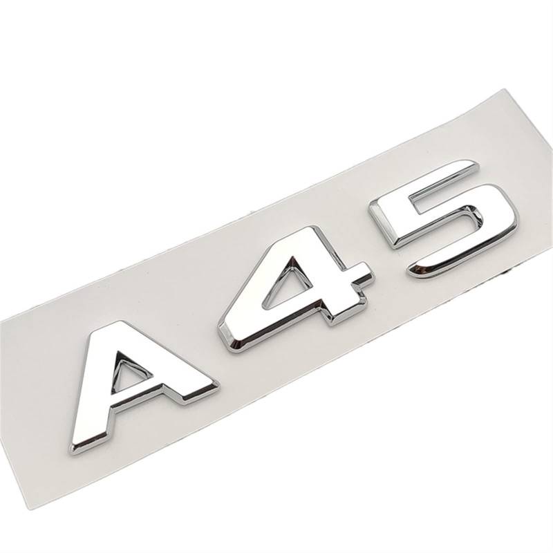 SCHAAN 3D ABS Rot Schwarz Chrom Auto Buchstaben Kofferraum Abzeichen Aufkleber A45S Emblem Logo Passend for Mercedes A45S AMG W177 W176 Zubehör Autoaufkleber (Color : A45 Chrome) von SCHAAN