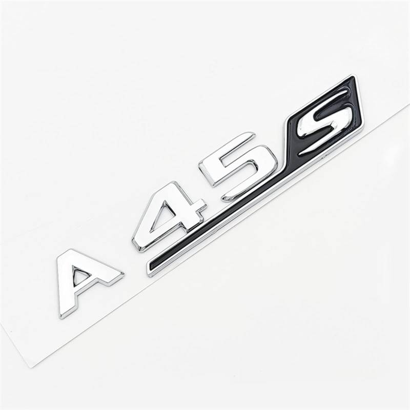 SCHAAN 3D ABS Rot Schwarz Chrom Auto Buchstaben Kofferraum Abzeichen Aufkleber A45S Emblem Logo Passend for Mercedes A45S AMG W177 W176 Zubehör Autoaufkleber (Color : Chrome) von SCHAAN