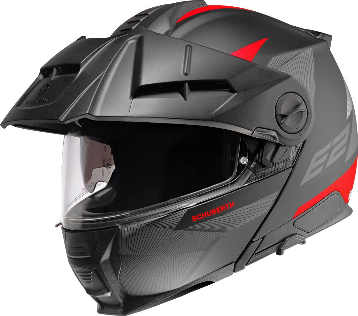 Schuberth E2 Defender Klapphelm, schwarz matt/rot, M (57) von SCHUBERTH