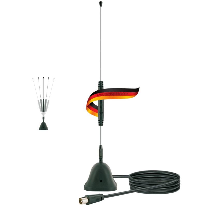 SCHWAIGER ANT04DTA 031 Aktive DVB-T2 Antenne mit Verstärker Digital Analog TV HD Innenbereich Signalverstärkung LTE-Sperrfilter Empfang DVB-T DAB+ UKW VHF UHF HDTV Digitales Fernsehen Stabantenne von SCHWAIGER