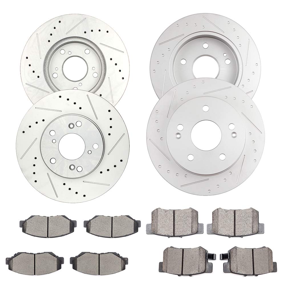 SCITOO Brems- und Rotoren-Set, 4 Bremsrotoren und 8 Keramik-Bremsbeläge passend für 2014–2015 für Acura ILX, 2013–2015 für Honda Civic von SCITOO