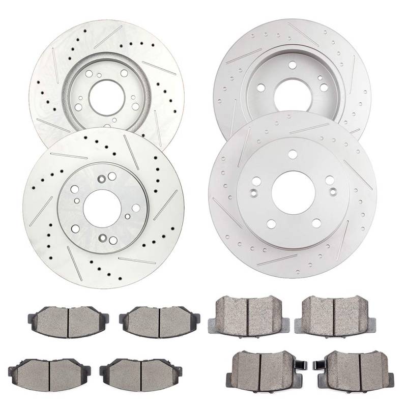 SCITOO Brems- und Rotoren-Set, 4 Bremsrotoren und 8 Keramik-Bremsbeläge passend für 2014–2015 für Acura ILX, 2013–2015 für Honda Civic von SCITOO