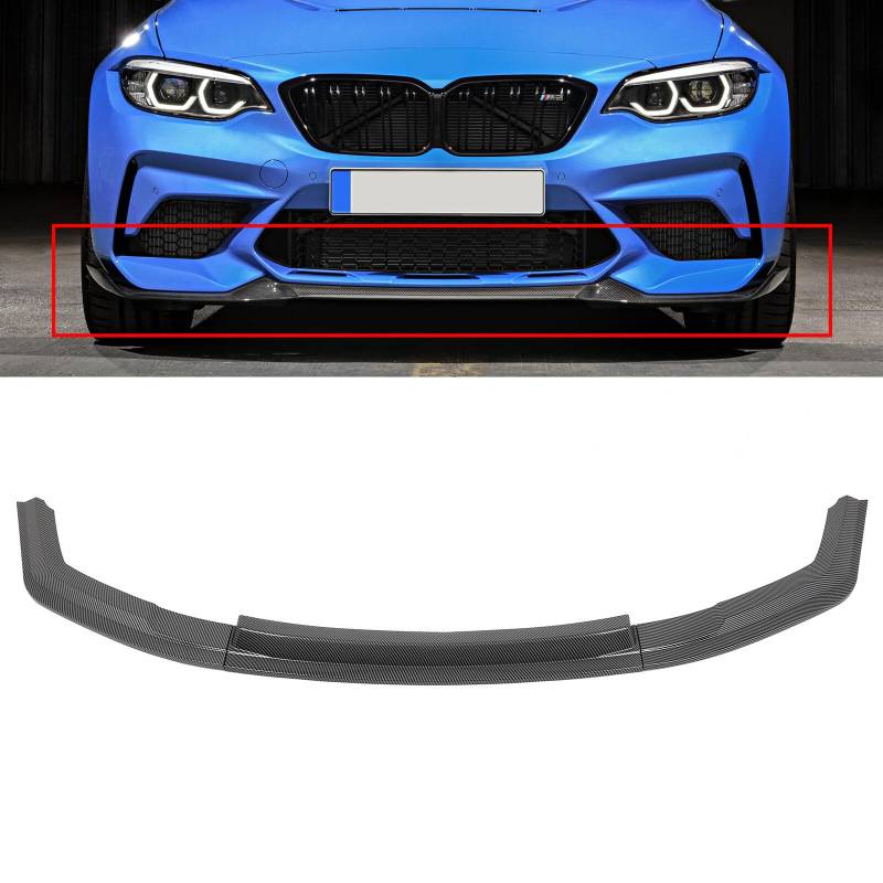 SCITOO Glänzende Carbon-Optik Frontstoßstangenlippe RA-Stil passend für 2016-2020 für BMW M2 F87 PP Frontlippe Spoiler von SCITOO