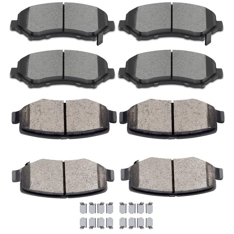 SCITOO Keramik-Bremsbeläge, 8 Stück, vorne und hinten, passend für 2007–2011 für Dodge Nitro, 2008–2012 für Jeep Liberty, 2007–2017 für Jeep Wrangler, 2018 für Jeep Wrangler JK von SCITOO