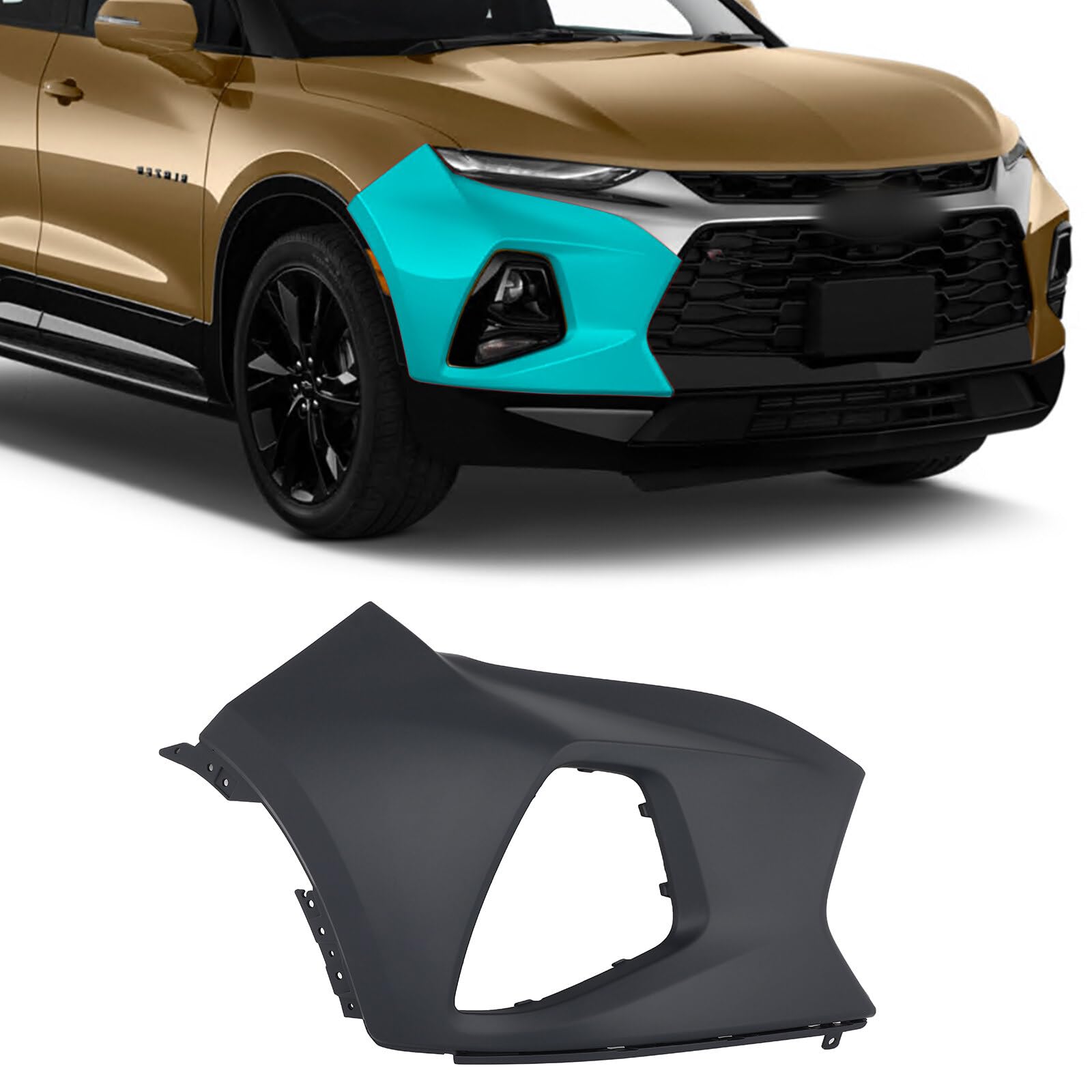 SCITOO Stoßstange vorne rechts kompatibel für Chevrolet 2019 2020 2021 2022 für Chevrolet für Blazer Kunststoff lackierte Stoßstange Ersatz 84537991 von SCITOO