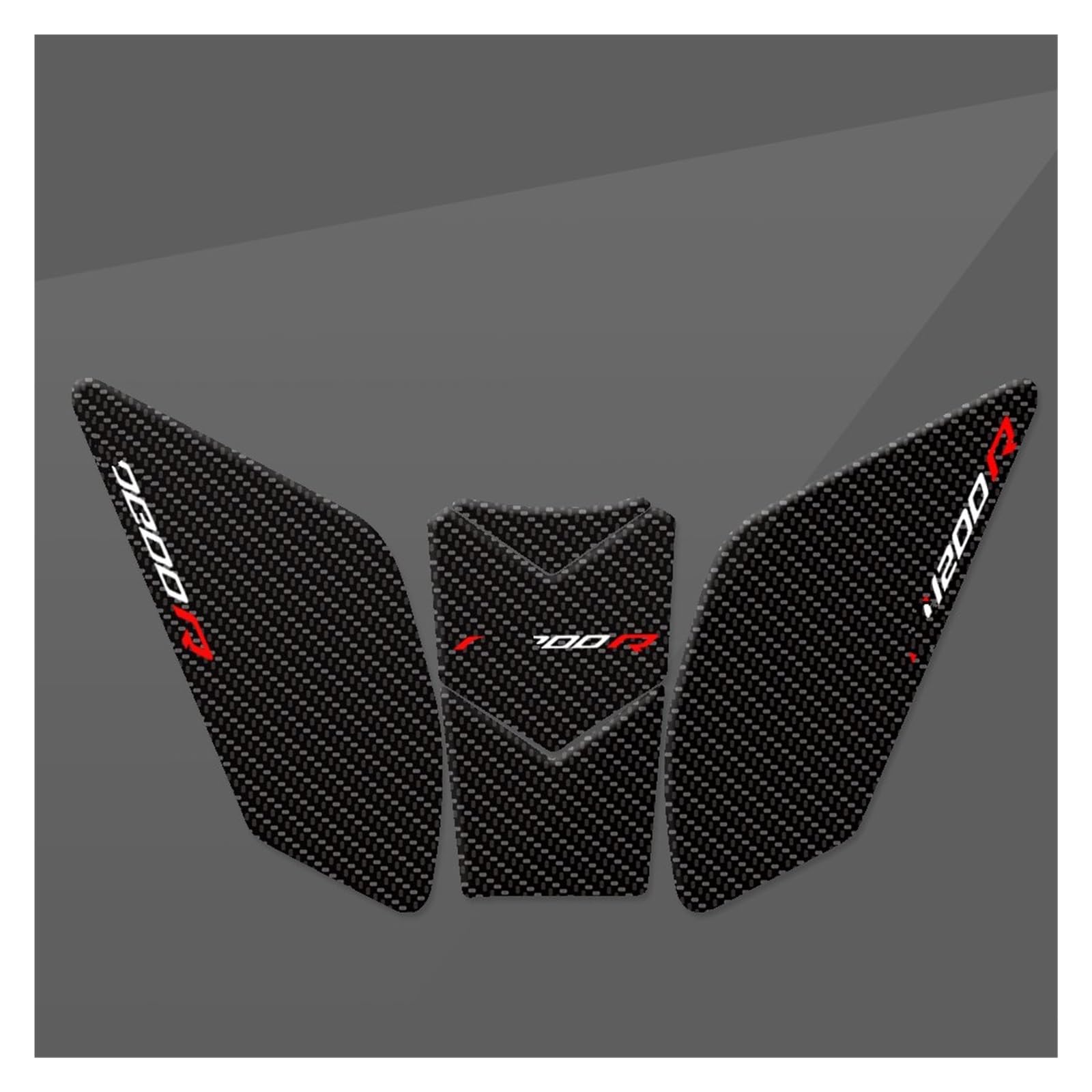 Anti-Rutsch-Kniegriff für den Tank Für B&MW Für R1200R 2015-2018 Motorrad Tank Pad Schutz Aufkleber Decals Transparent Motorrad-Tankpad(Black B-02) von SCMYK