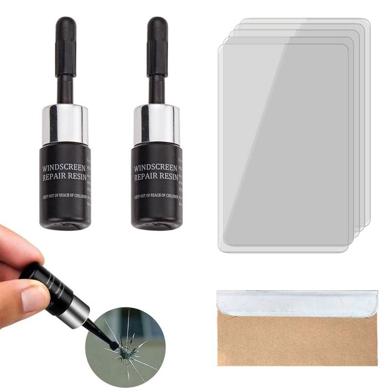 SCOBUTY Windschutzscheiben Reparaturset Werkzeug,Auto Windshield Repair Kit, Glas Reparatur Flüssigkeit,Auto Glas Windschutzscheibe Reparatursatz Windschutzscheiben Reparatur,für Cracks,2PCS von SCOBUTY