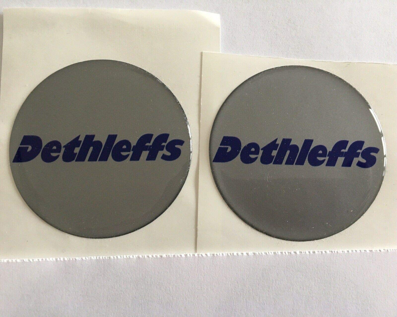 DETHLEFFS CARAVAN MOTORHOME ALLOY RAD CAP STICKERS BADGE X2 Dent Cover SCRATCH SILVER BLUE (45MM) von SCOOBY DESIGNS