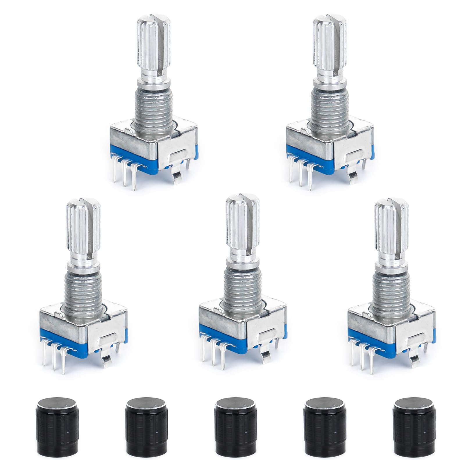 SCOOYUCK 5 Stück Rotary Encoder EC11 5 pin Encoder Modul, 360 Grad Drehwinkelgeber mit Druckknopf von SCOOYUCK