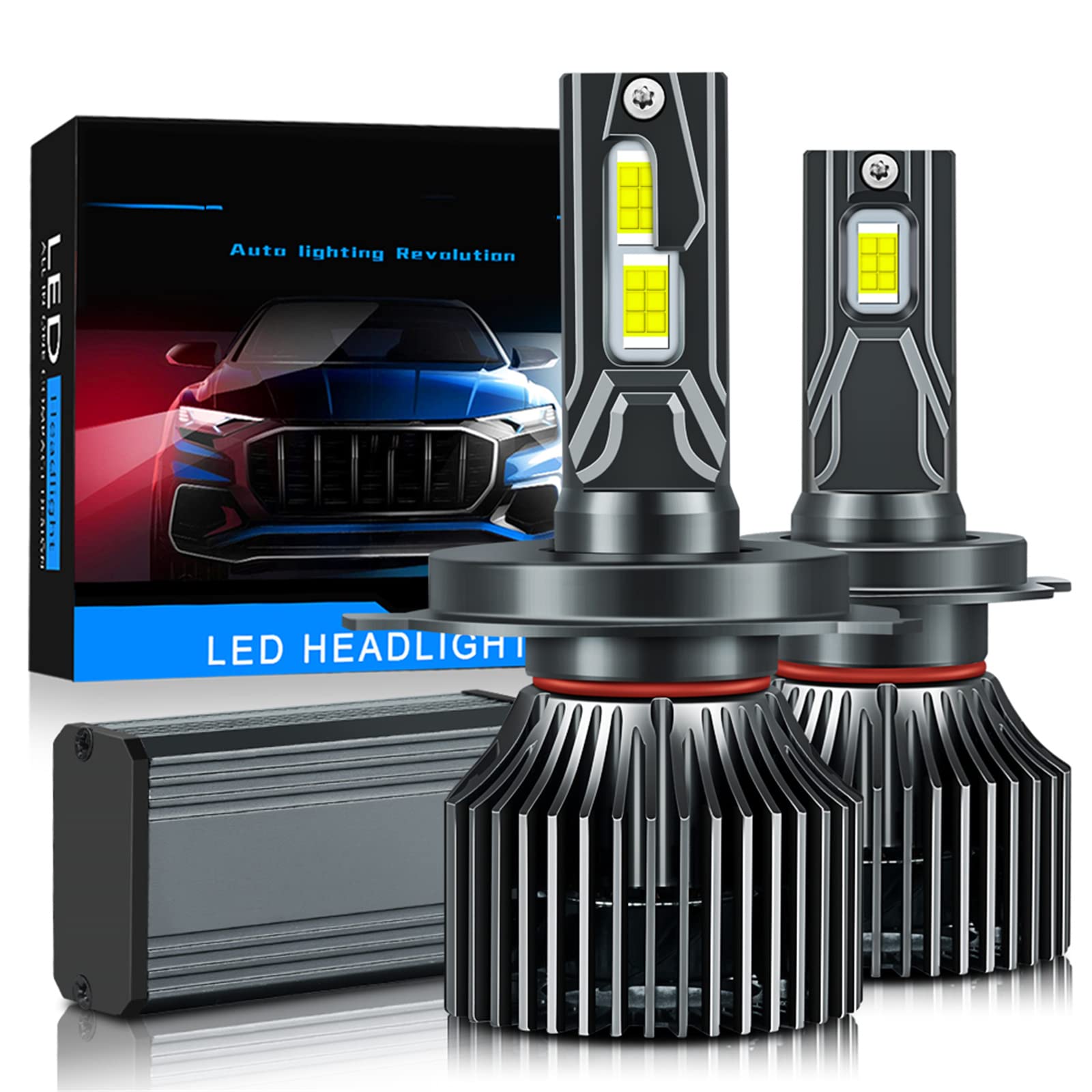 SCOZIA 2 Stück 120 W LED Scheinwerfer Canbus 22000 LM für Auto 6500 K Kaltweiß Super Hell LED Scheinwerfer Umbausatz Abblendlicht/Nebelscheinwerfer IP68 Wasserdicht von SCOZIA