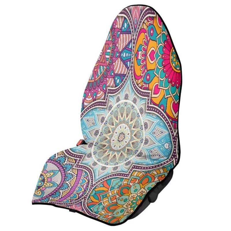 SCRAWLGOD Boho Mandala Lotus Print Universal Autositzbezug für Frauen Sport Sitzbezug Touring Wasserdicht Anti-Rutsch Autositzschutz für After Gym Schwimmen Passend für LKW Van Suv von SCRAWLGOD