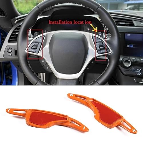 Lenkräder & Lenkradnaben Für C&orvette C7 2014-2019 Aluminiumlegierung Auto Lenkrad Schaltwippe Verlängerung Shifter DSG Aufkleber Styling SCSTHRCRA(Orange) von SCSTHRCRA