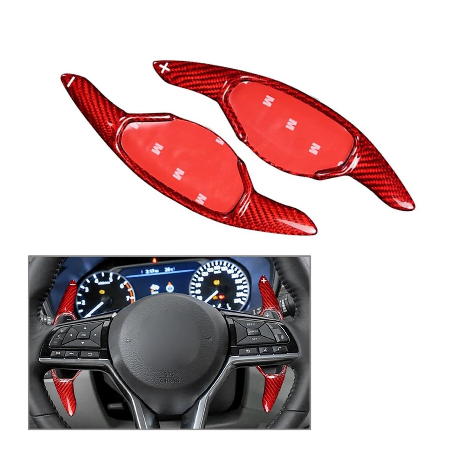 Lenkräder & Lenkradnaben Für N&issan Teana Altima 2019 2020 Autoinnenausstattung Carbonfaser Autolenkrad-Schaltwippenverlängerung SCSTHRCRA(Red) von SCSTHRCRA