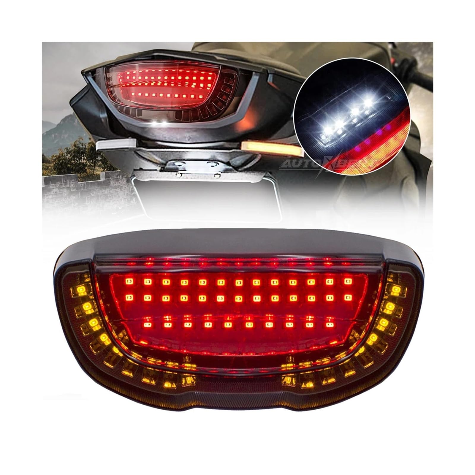 SCSTHRCRA Motorrad Bremsleuchten Für H&onda Für S&UZUKI Für K&awasaki Für Y&amaha Integrieren Sequentielle Blinker Bremse Hinten Lampe Motorrad Motorrad Rücklicht von SCSTHRCRA